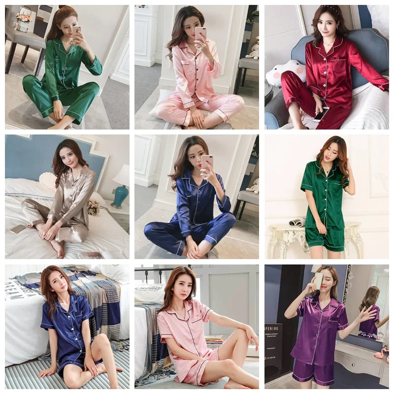 🌙: Women Silk Satin Pajamas - Luxurious Comfort Sleepwear Set