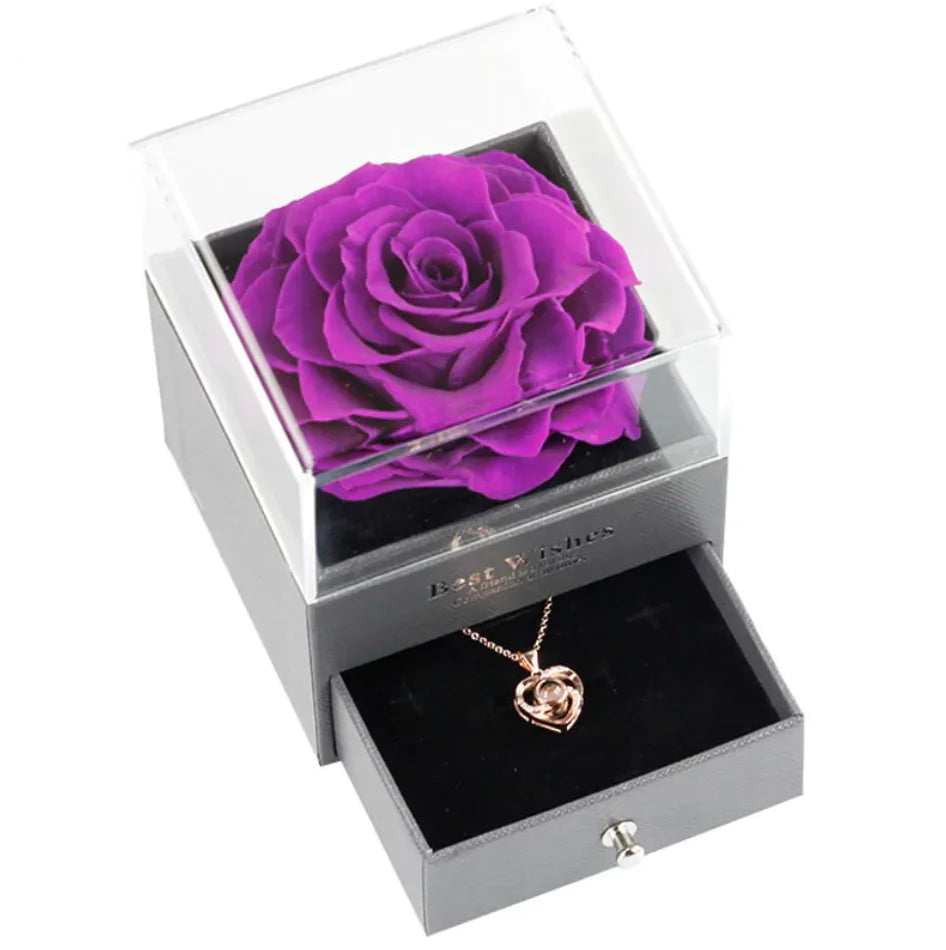 🌹: Preserved Rose Jewelry Box Necklace