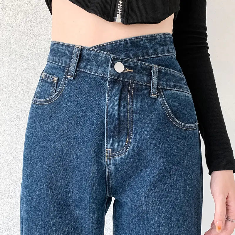 👖: Chic High-Waist Wide Leg Jeans - Vintage Fashion Statement Denim