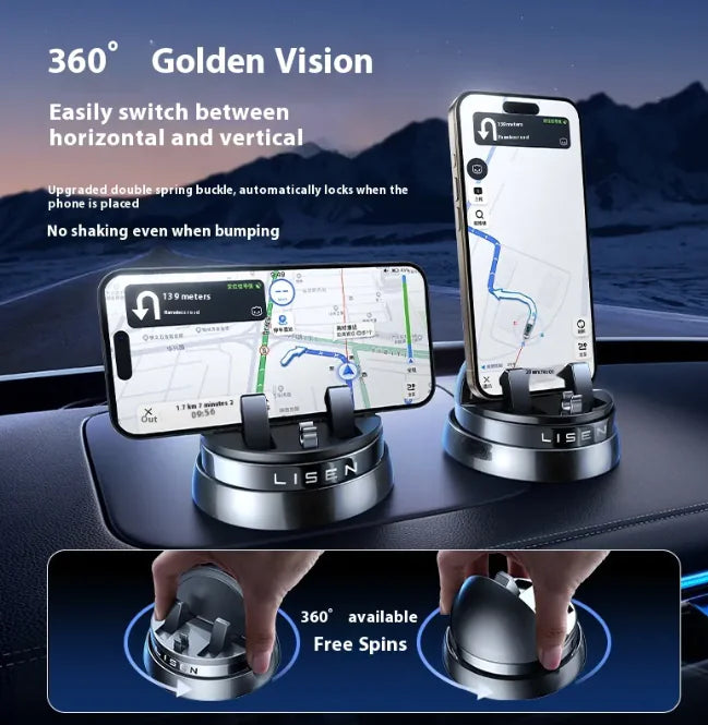📱 Rotatable Mobile Phone Holder - 360° Car Dashboard Mount with Non-Slip Design