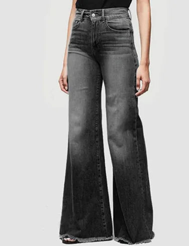 👖: Retro Wide-Leg Mid-Waist Jeans - Vintage Style Loose Fit Denim