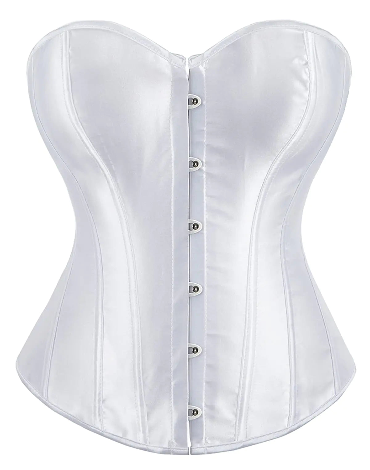 π€: Women's White Satin Corset - Steel Boned Overbust Bustier XL