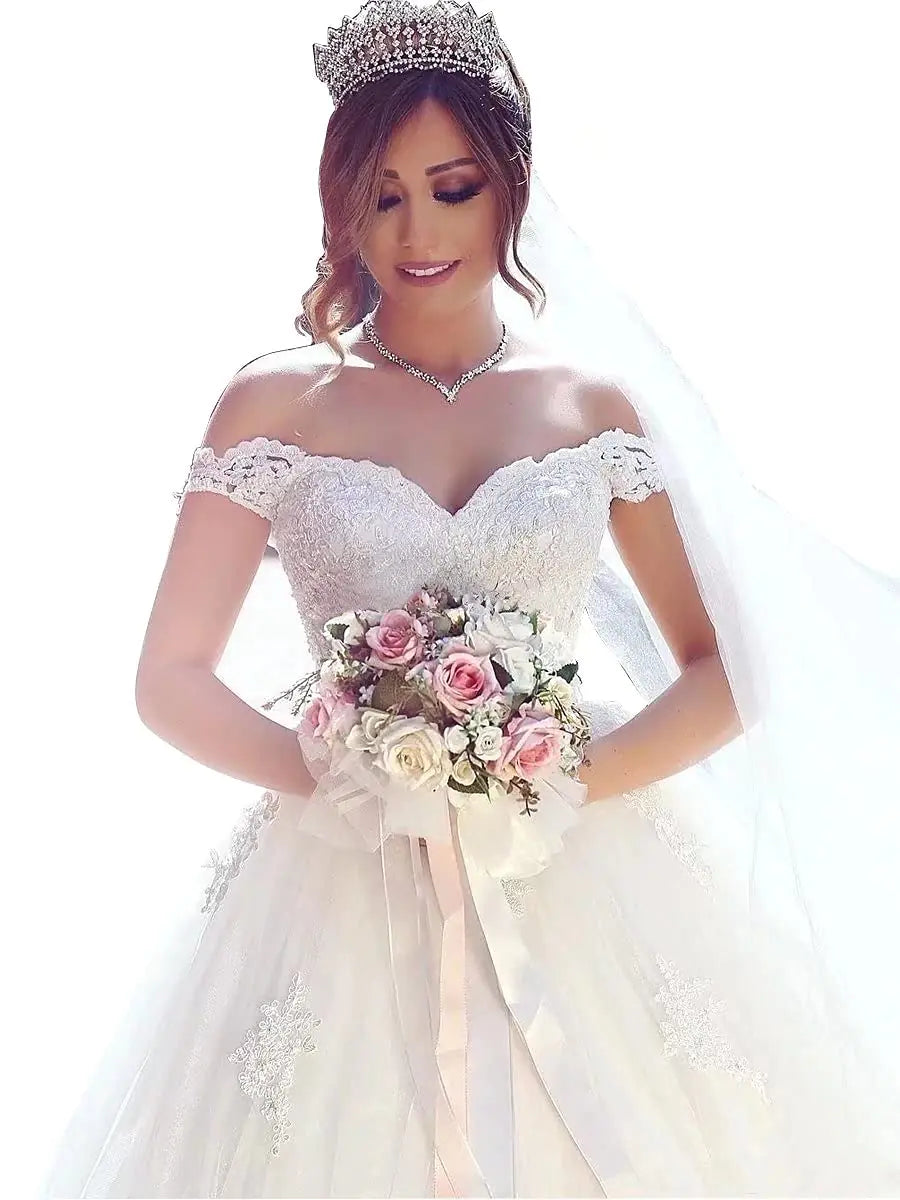 π° Off Shoulder Wedding Dress 2025 - Princess Ball Gown Bridal Dress