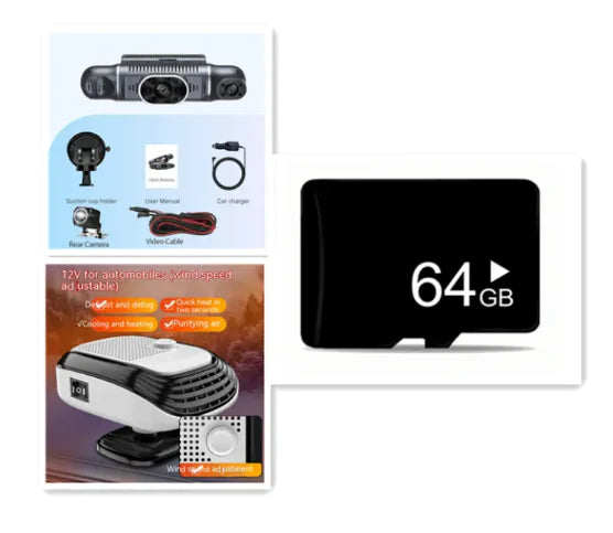 📹 4-Channel HD Wi-Fi Car Dash Cam - Complete 360° Security System with Remote Access