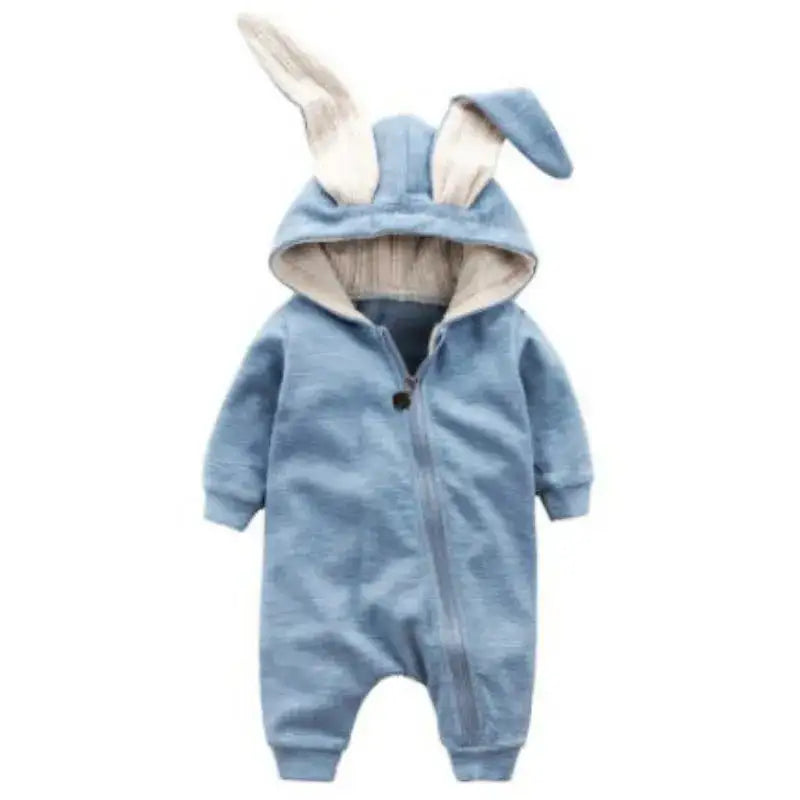 🐰: Rabbit Ear Hooded Baby Rompers - Adorable Cozy Comfort