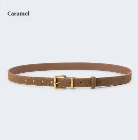 👜: Women's Suede Leather Belt - Premium Cowhide with Pin Buckle