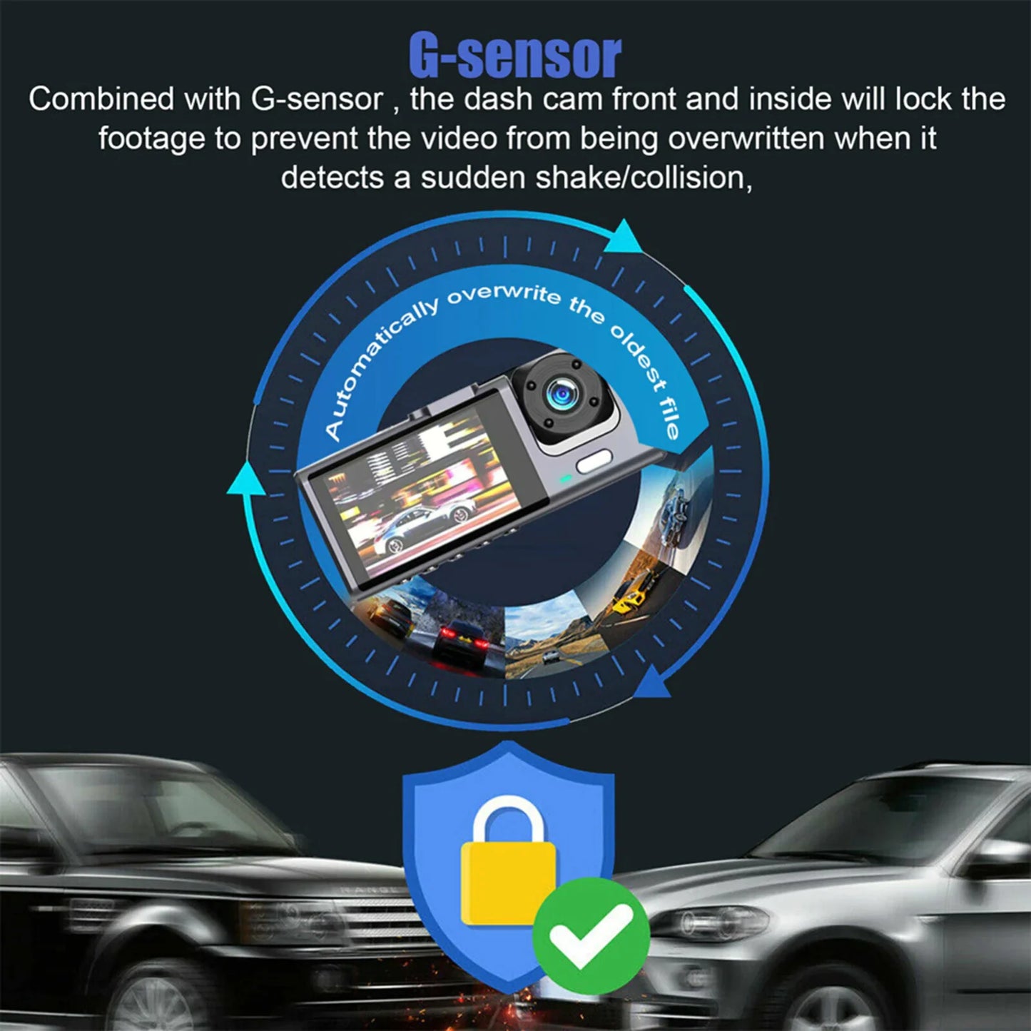 📹 Car Triple Lens Dash Cam - HD 1080P Front/Rear/Inside Video Recorder