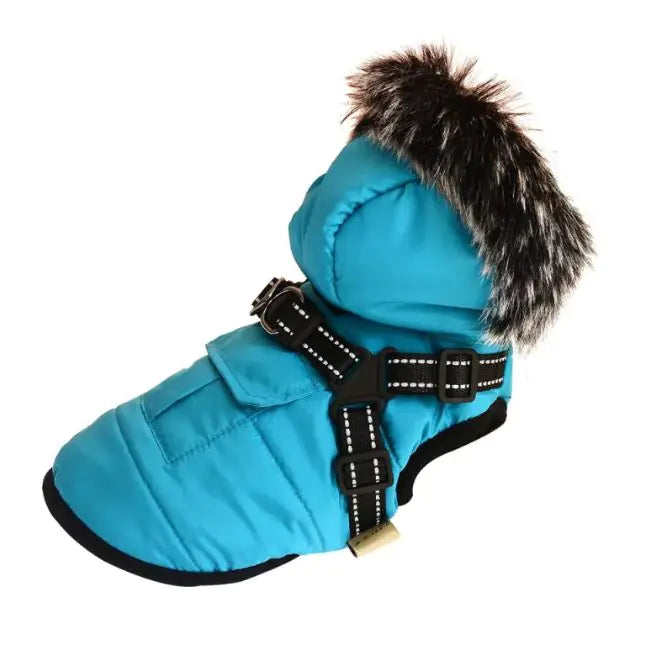 🧥: Thickened Winter Cotton Vest with Warm Fur Collar - Luxury Pet Outerwear