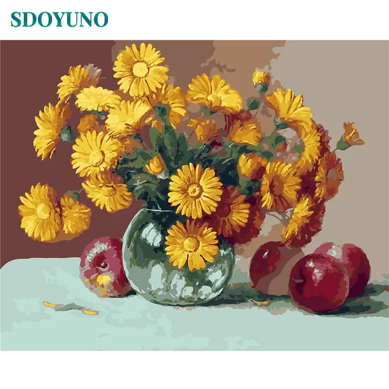 🌸 Oil Painting By Numbers Flowers Nature Pictures - DIY Art Kit
