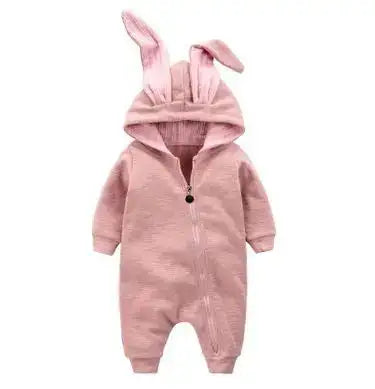 🐰: Rabbit Ear Hooded Baby Rompers - Adorable Cozy Comfort