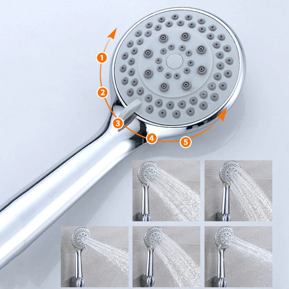 🚿 High Pressure Shower Head - 5 Settings Handheld Spray with 5ft Hose