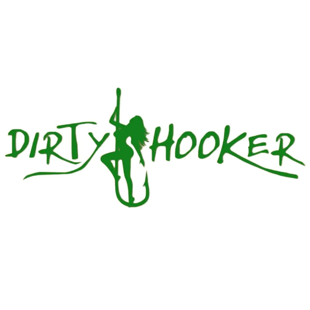 π£ Dirty Hooker Fishing Gear Green Stickers - Durable UV-Rated Vinyl Decals for Adults
