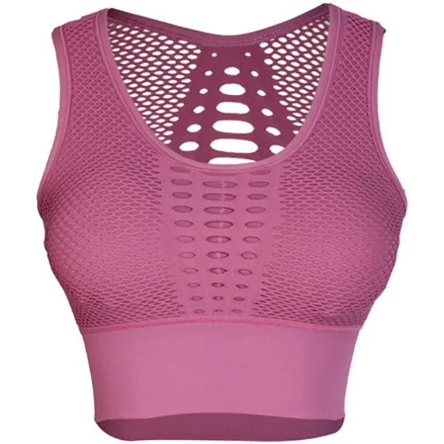 🏃♀️: Fitness Shockproof Mesh Sports Bra - High Support Athletic Wear