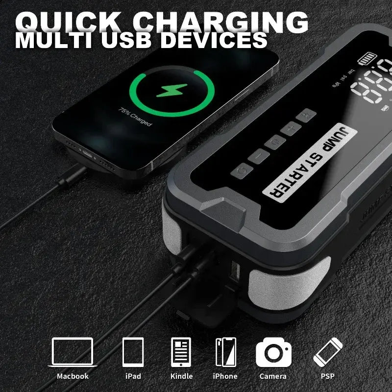 π Portable 4-in-1 Car Jump Starter & Air Pump - Emergency Power Station