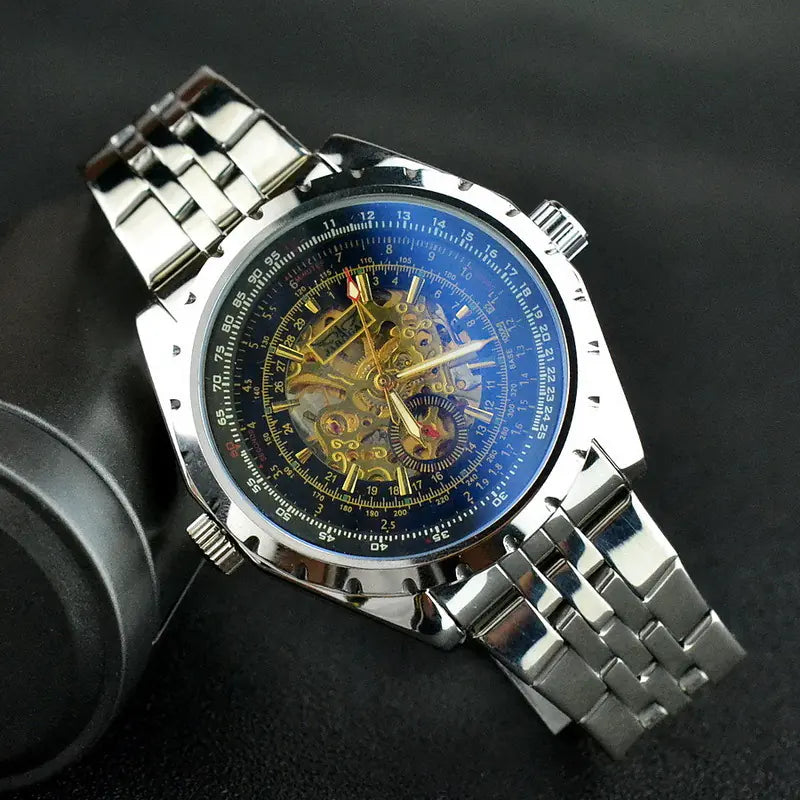 ⌚: Men's Hollow Automatic Mechanical Watch with Steel Band