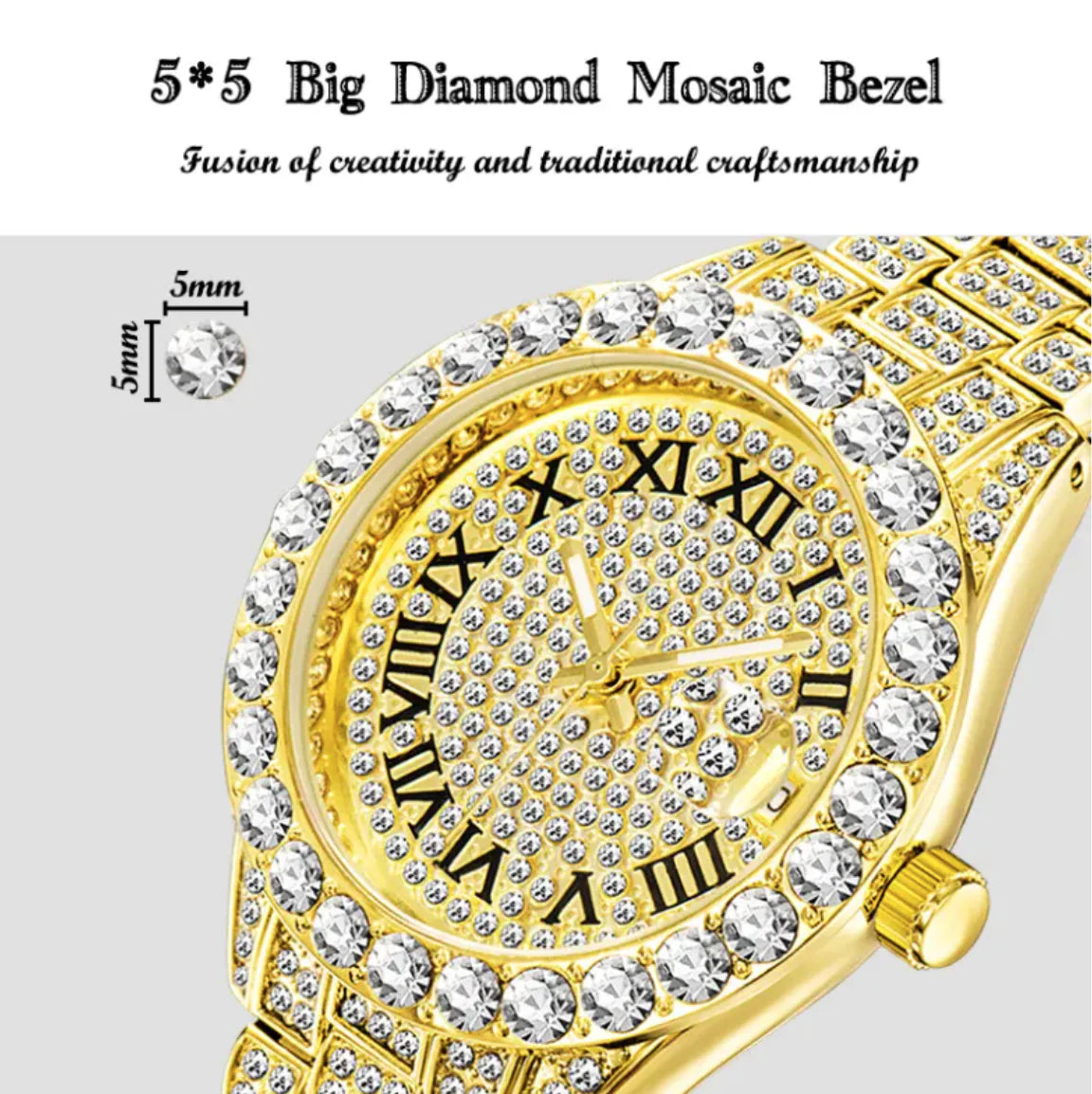 💎: Luminous Women's Quartz Watch - Diamond Inlaid Waterproof with Calendar
