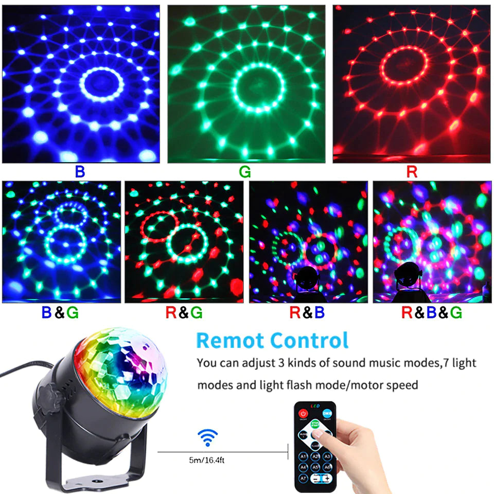 ๐บ: Disco Party Lights Strobe LED DJ Ball - Sound Activated Dance Lamp