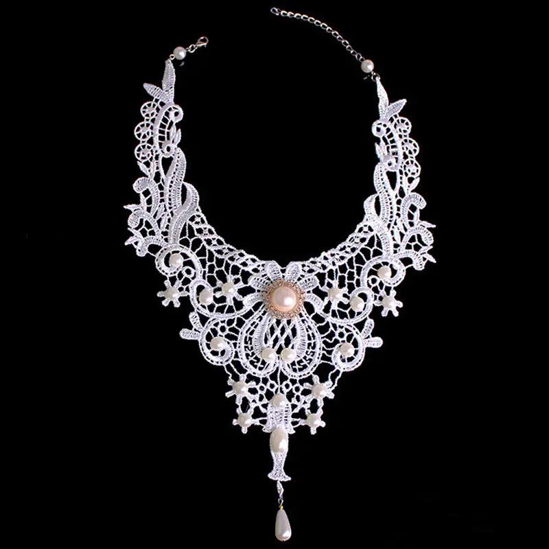 π: Vintage White Lace Choker Necklace for Brides
