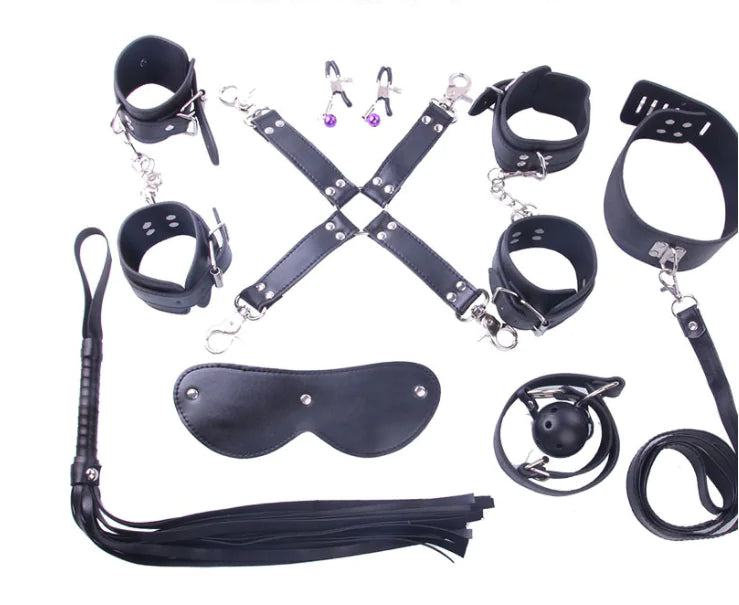 π€ 8-Piece Premium Leather Bondage Collection - Complete Intimate Play Set