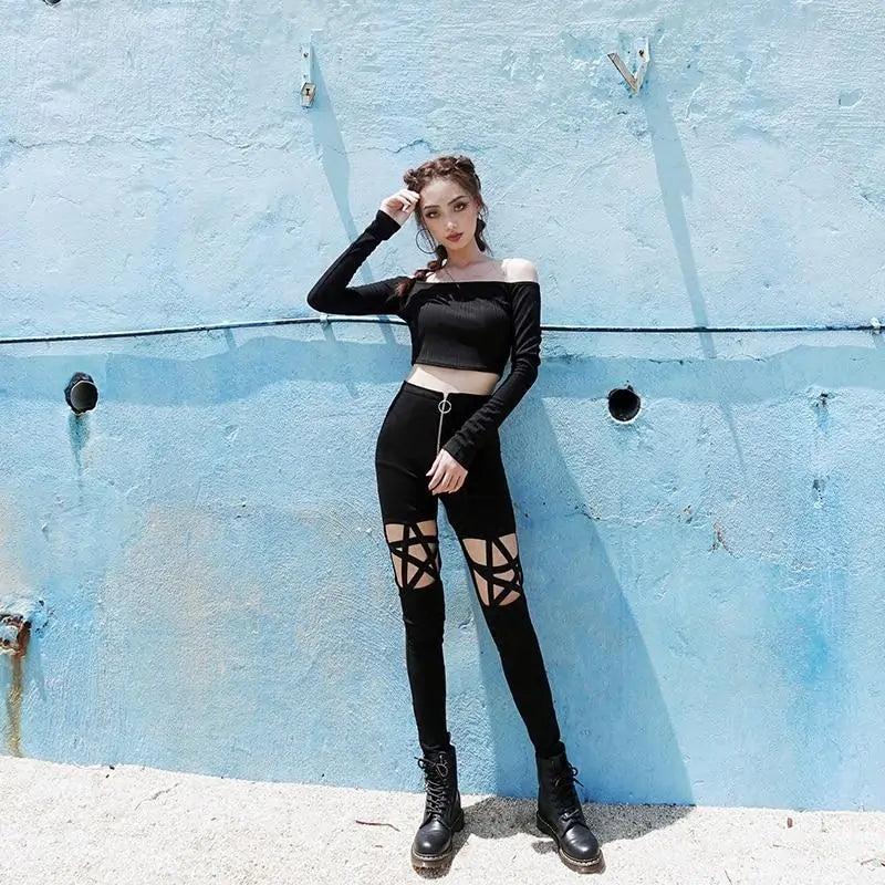 ⭐: Hollow Star Pants - Trendy Cutout Design Fashion