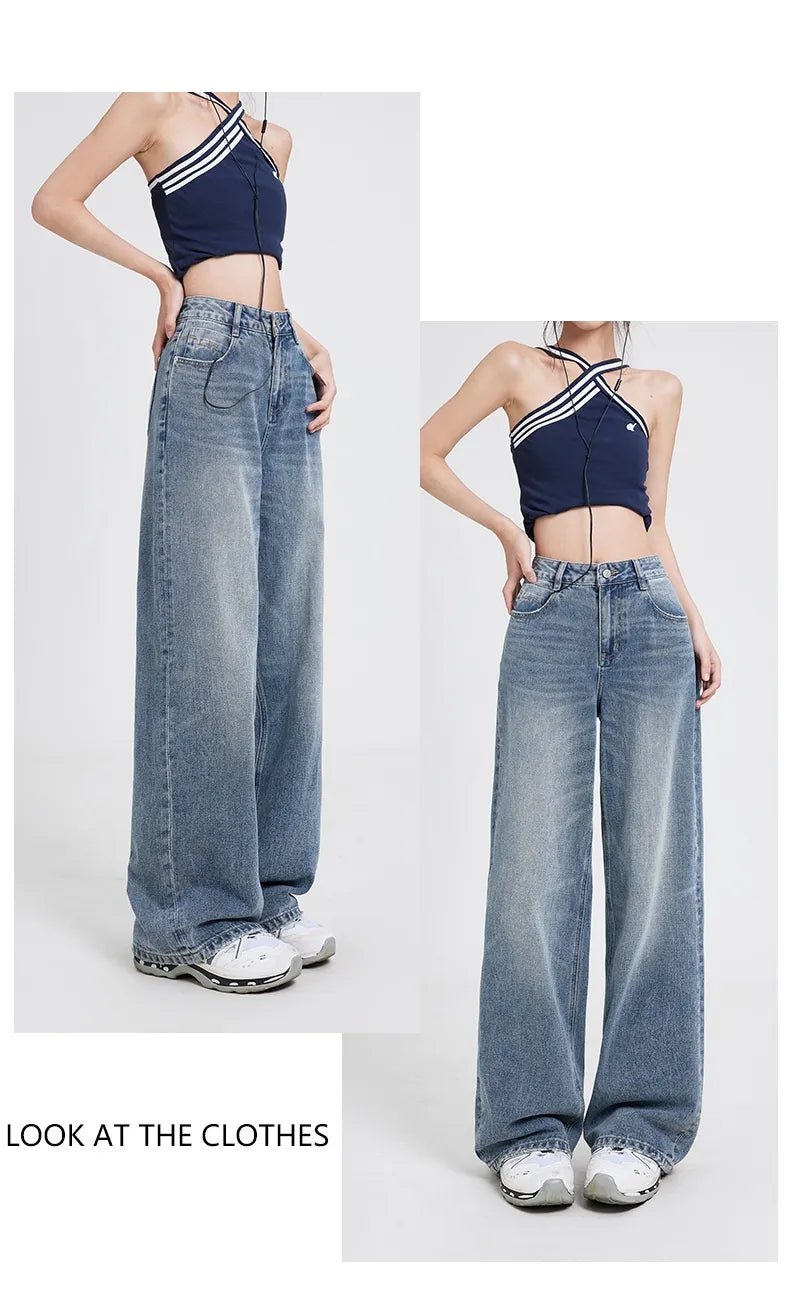 👖: Wide Leg Jeans Women's High Waist Baggy Straight Trousers - Relaxed Vintage Style