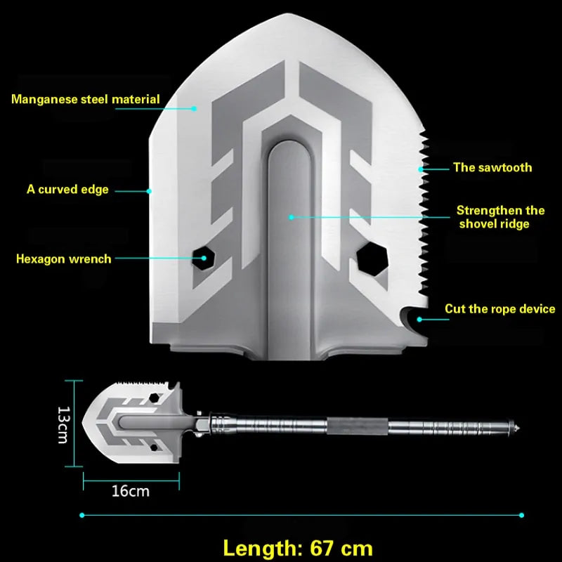 πͺ Outdoor Multi-Purpose Folding Military Shovel - Tactical Survival Tool