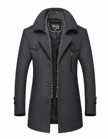 🧥: Authentic Men's Wool Overcoat - Premium Single-Breasted Winter Coat