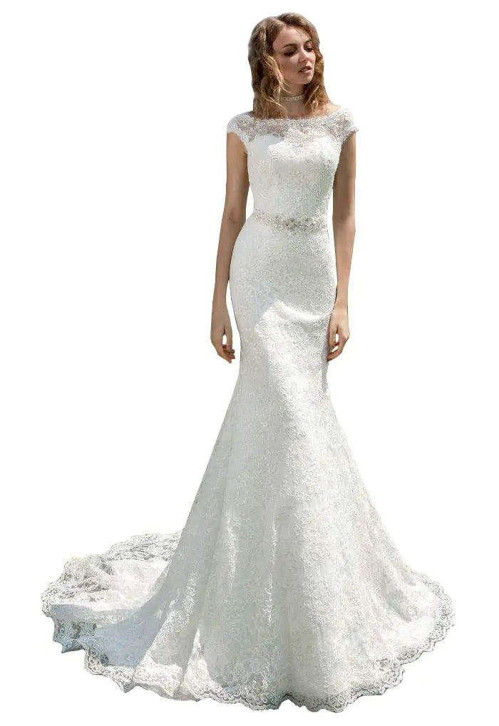 π°: WaterDress Lace Wedding Dresses for Bride 2025 Crystal Belt Mermaid Beach Bridal Gowns for Women White 2