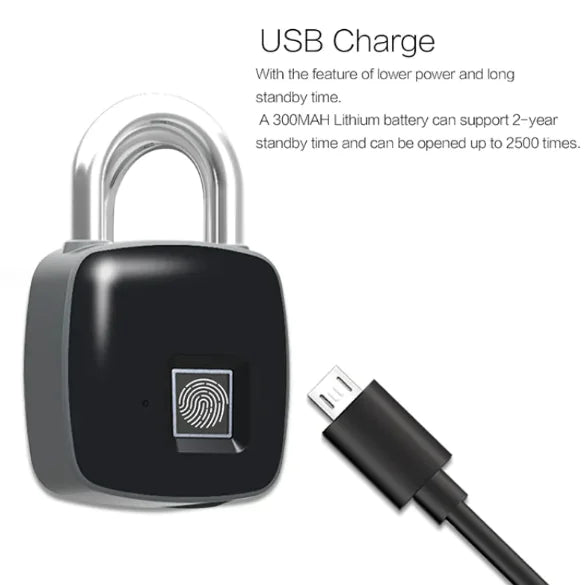 π Electronic Fingerprint Smart Padlock - Advanced Biometric Security Lock