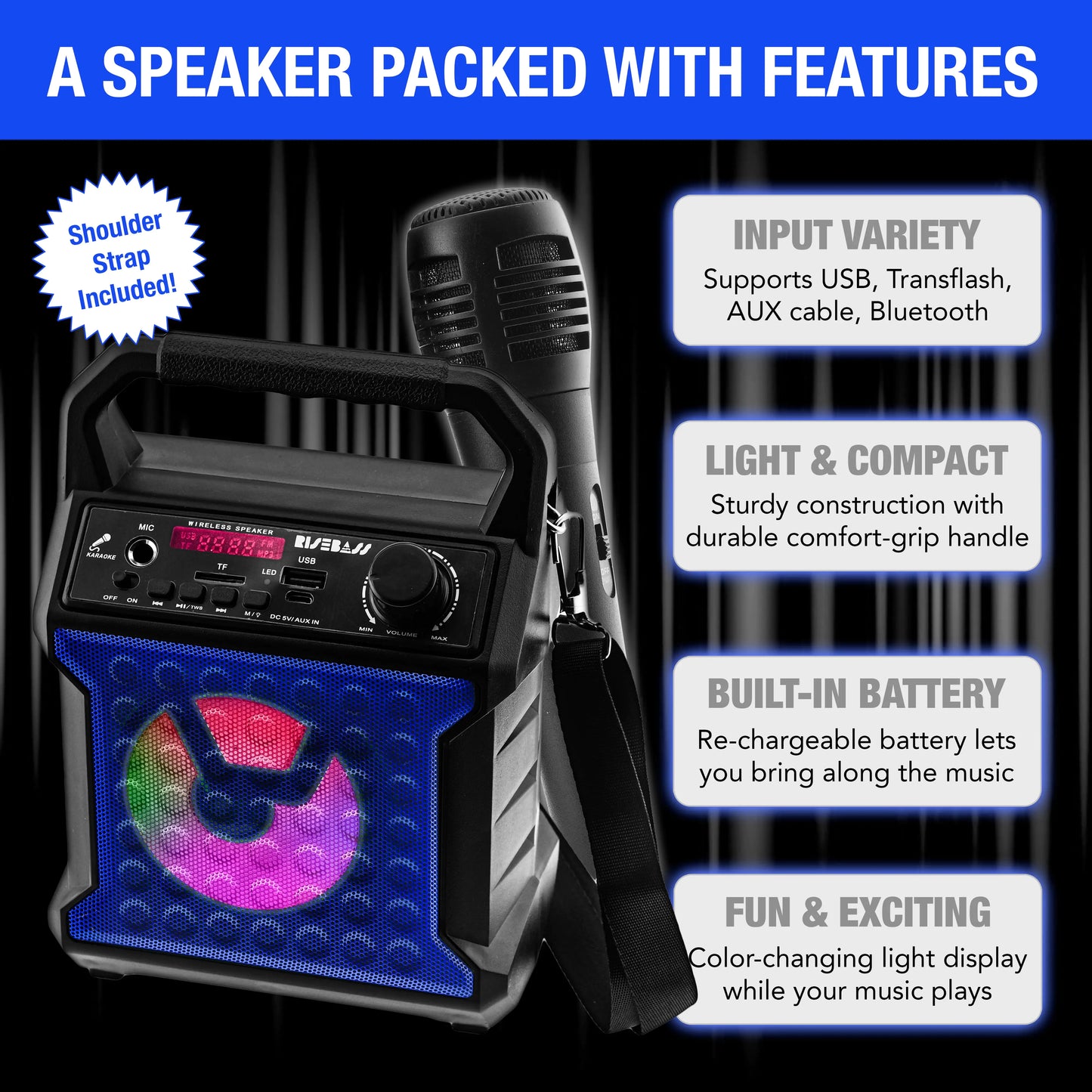 π€: Risebass Portable Karaoke Machine - Complete Home Party System with Lights & Microphone