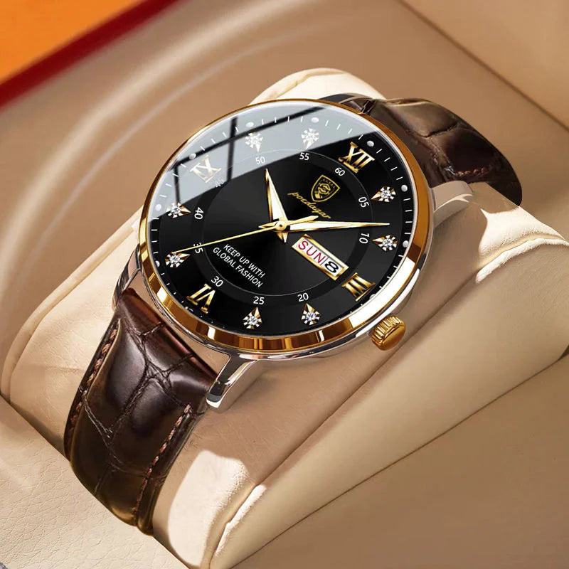 ⌚: Men's Luxury Leather Sports Watch - Premium Waterproof Timepiece