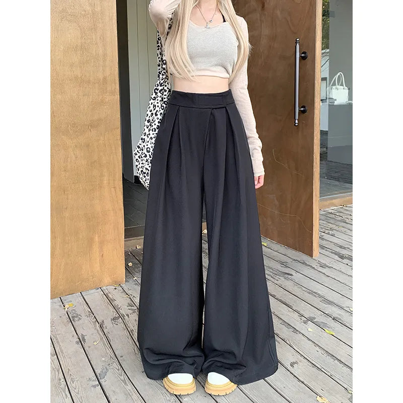 👖: High Waist Drooping Loose Casual Pants - Flowing Comfort Style