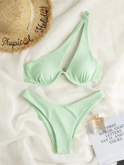 👙: Solid Ribbed Bikini Set - Chic Textured Two-Piece Swimwear