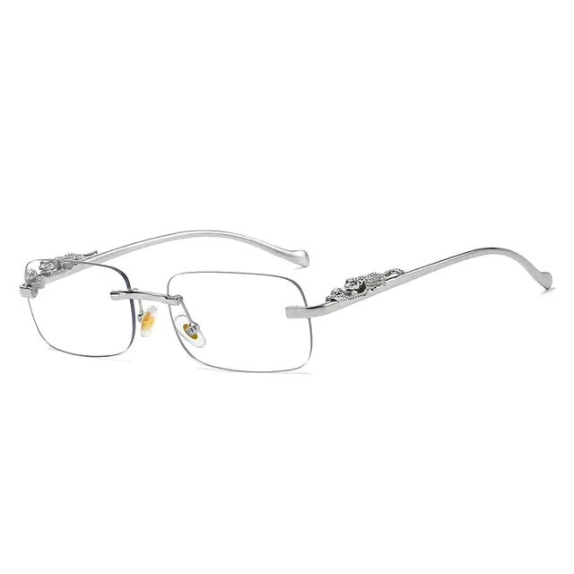 🐆: Vintage Rimless Square Sunglasses - Leopard Print Chic Style