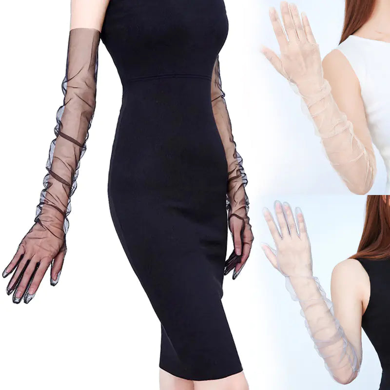 🤍: Elegant 70CM Sheer Lace Bridal Gloves - Luxury Wedding Accessories