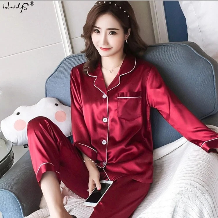 🌙: Women Silk Satin Pajamas - Luxurious Comfort Sleepwear Set