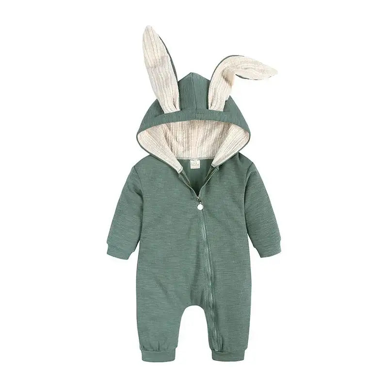 🐰: Rabbit Ear Hooded Baby Rompers - Adorable Cozy Comfort
