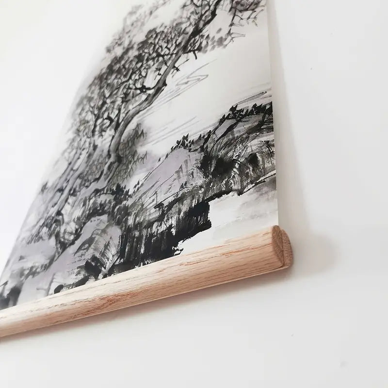 🎨: 4-Piece Black and White Landscape Oil Painting Set