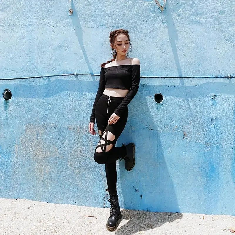 ⭐: Hollow Star Pants - Trendy Cutout Design Fashion