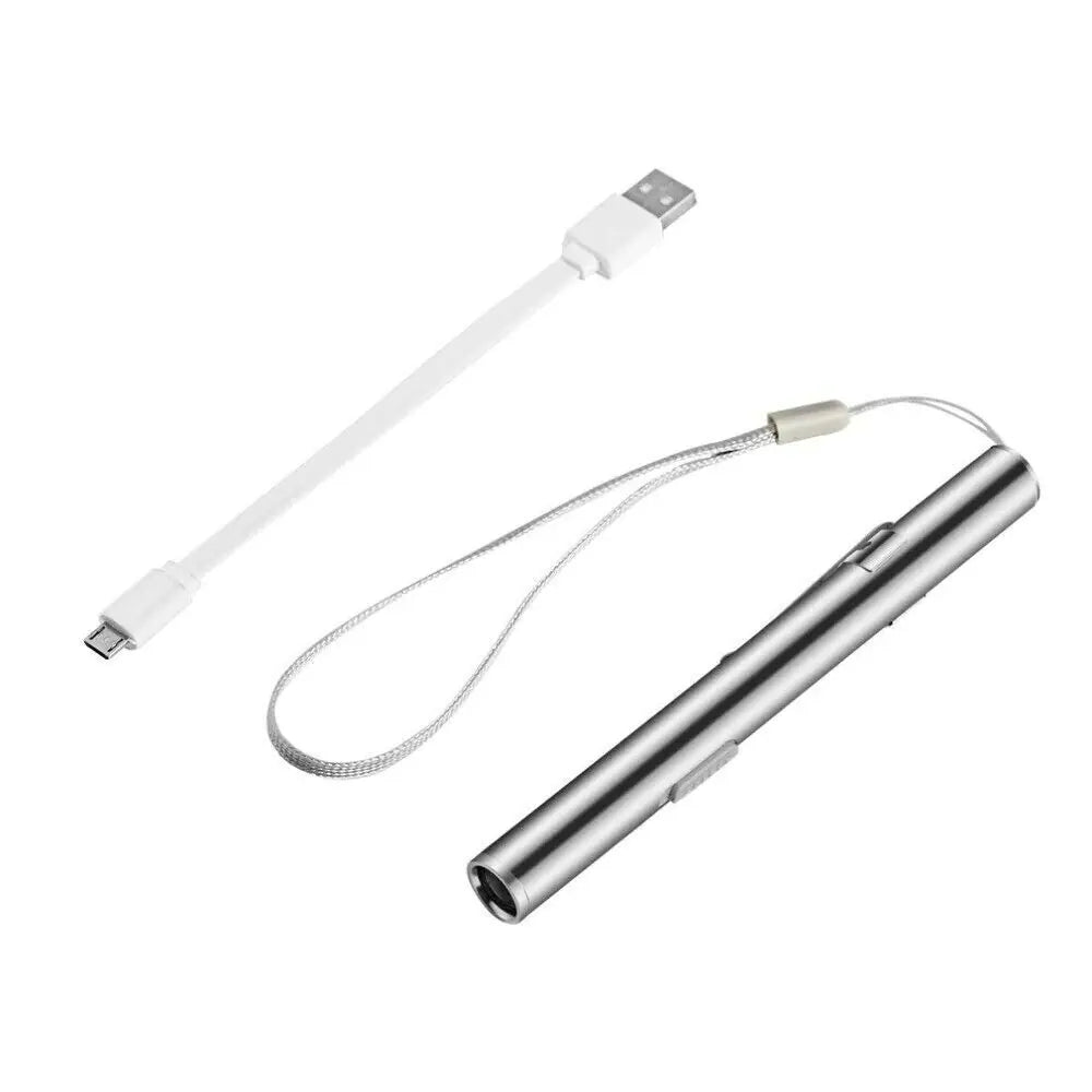 π¦ 5" LED USB Rechargeable Mini Tactical Flashlight - Stainless Steel Pen Light