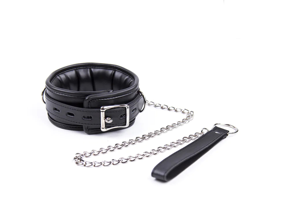 π€ Premium Leather-Trimmed Neck Collar - Elegant Intimate Accessory