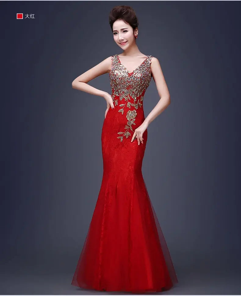 👗: Mermaid Evening Dress with Lace - Spring Summer Bridal Gown