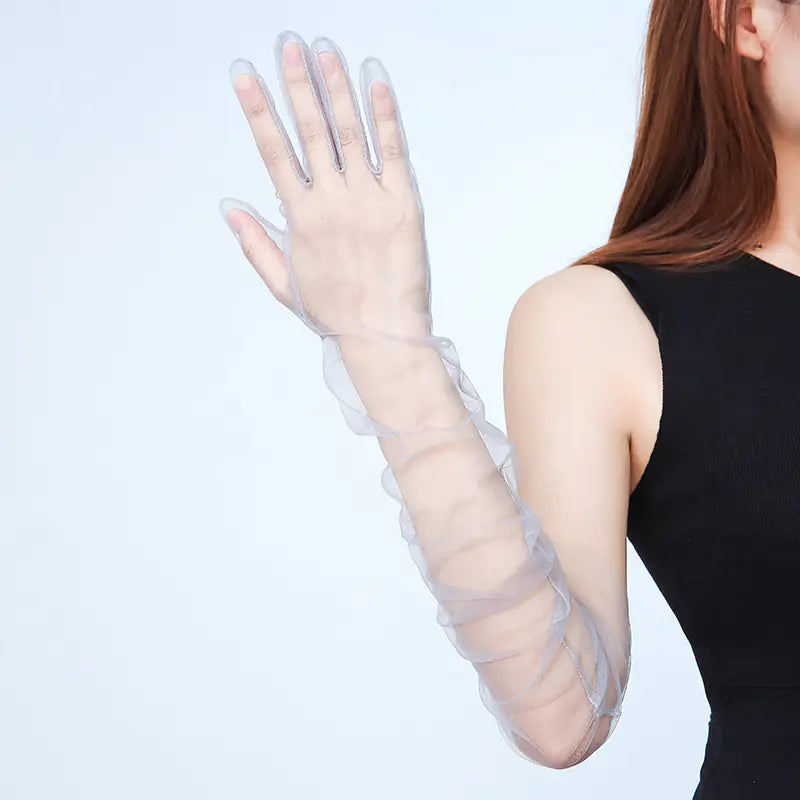 🤍: Elegant 70CM Sheer Lace Bridal Gloves - Luxury Wedding Accessories