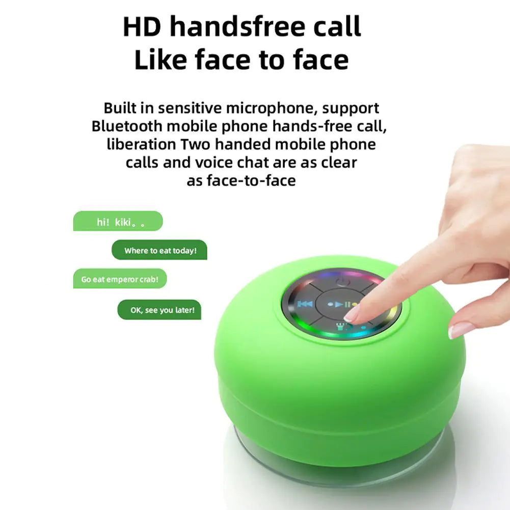 π Waterproof Wireless Bluetooth Speaker - Portable with LED Lights & Suction Cup Design
