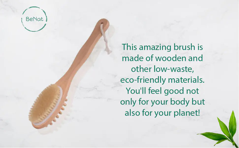 π§΄ Bath & Body Massage Brush - Natural Boar Bristle Wooden Spa Tool
