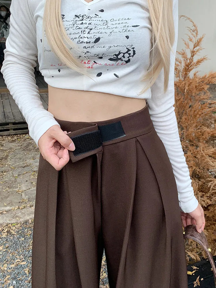 👖: High Waist Drooping Loose Casual Pants - Flowing Comfort Style