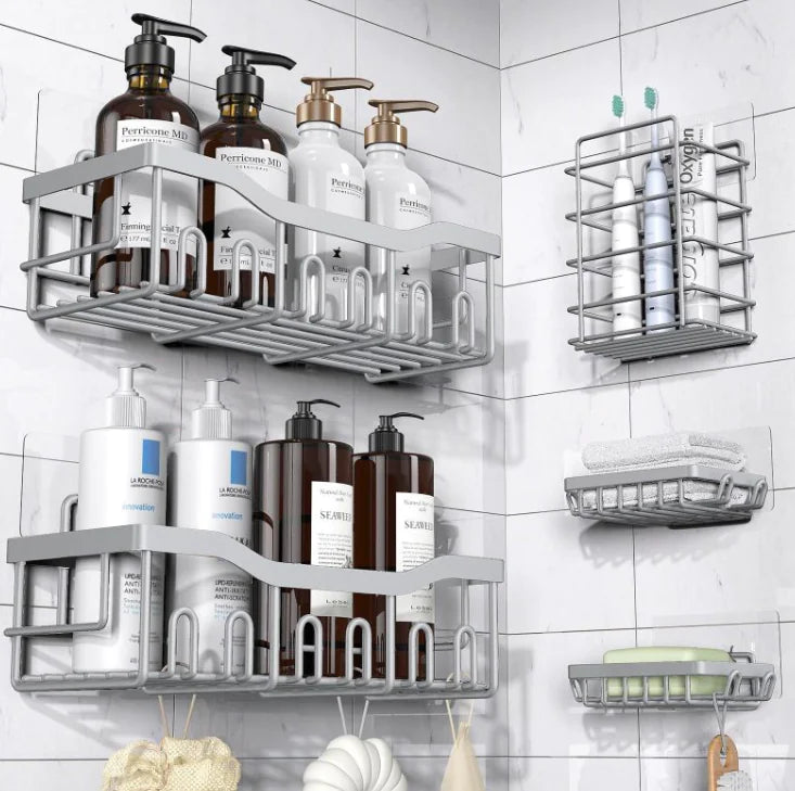 π Bathroom Wall-Mounted Storage Rack - Space-Saving Organizer
