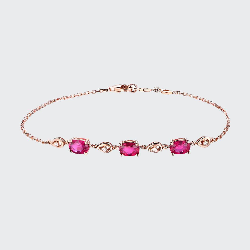 🔴: Red Tourmaline Style Gem Bracelet - Elegant Fashion Jewelry for Women