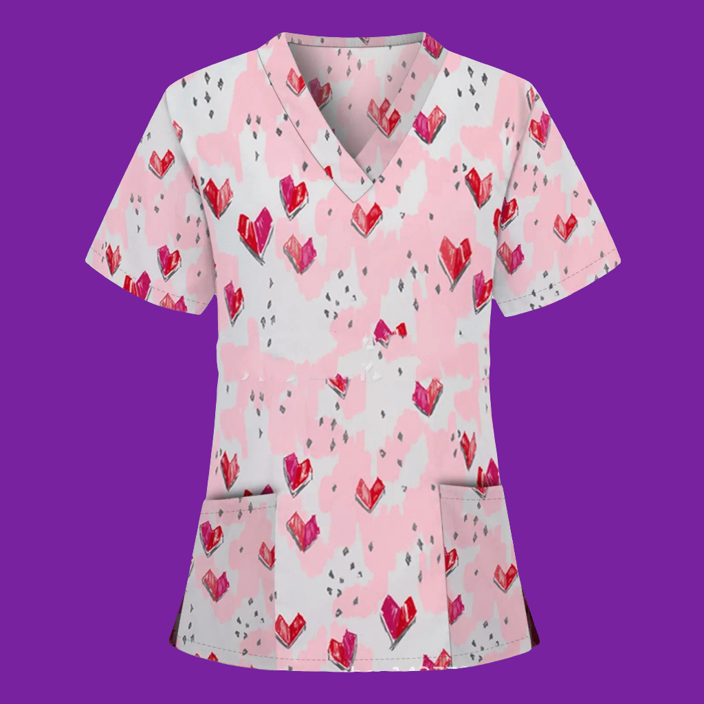 👩⚕️ Nurse Uniform V-Neck T-Shirt - Professional Medical Scrub Top with Pocket
