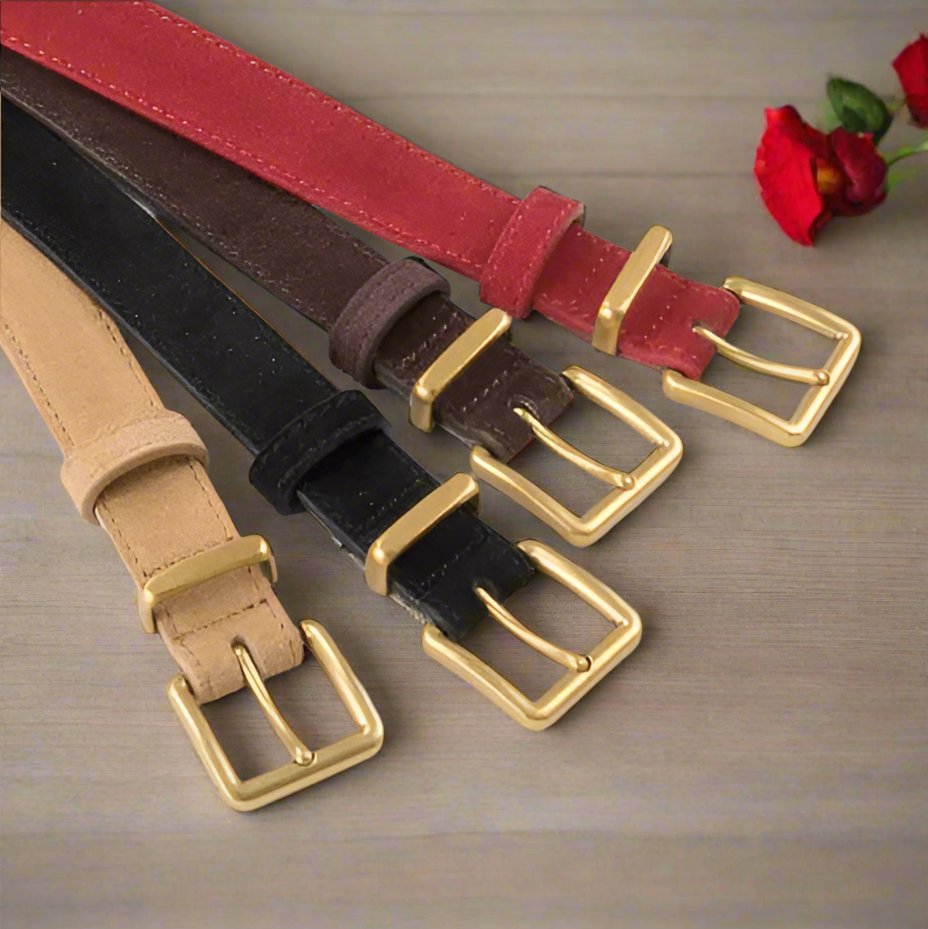 👜: Women's Suede Leather Belt - Premium Cowhide with Pin Buckle